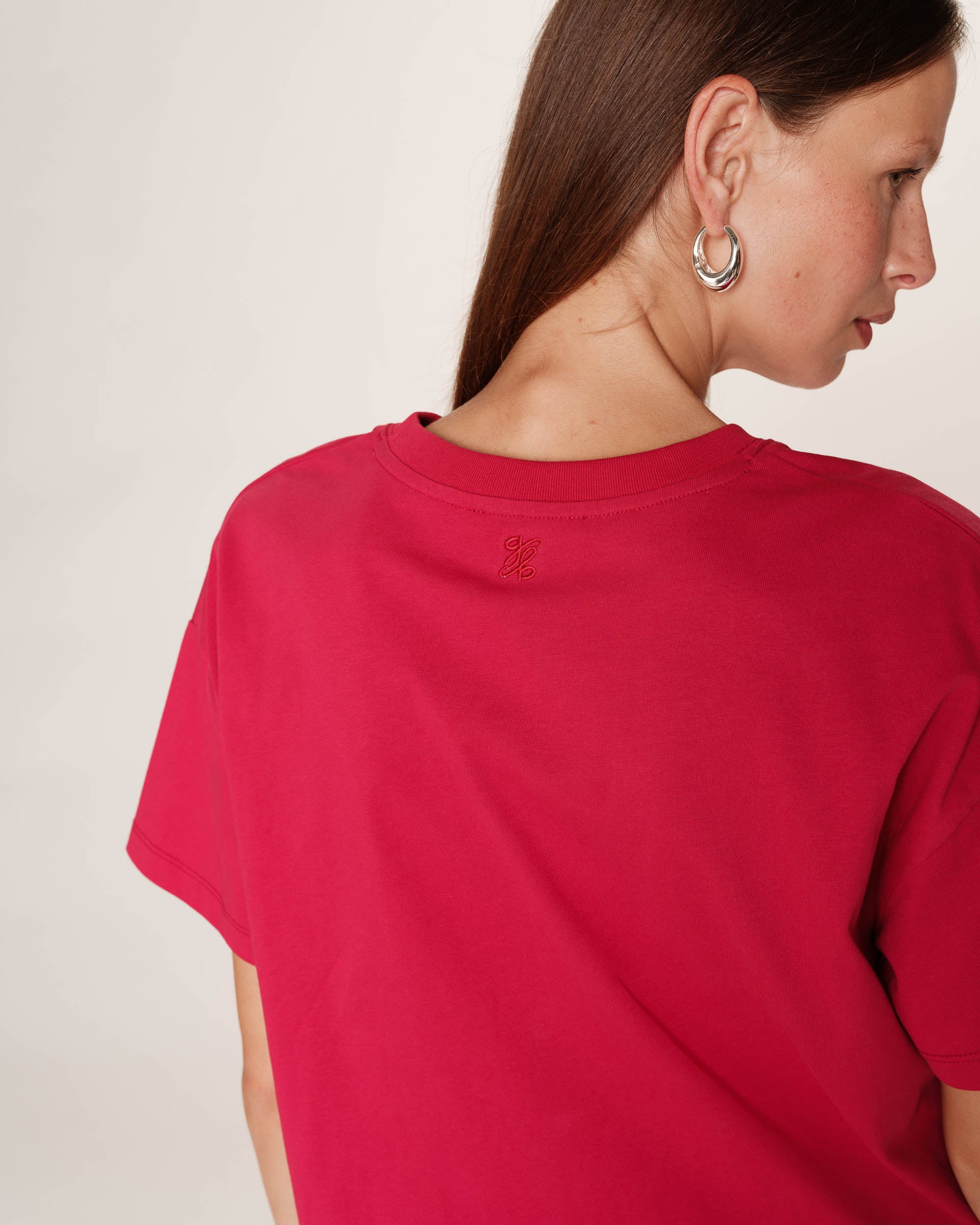 T-shirt court en coton cerise Rodin