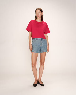 T-shirt court en coton cerise Rodin
