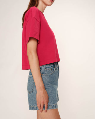 T-shirt court en coton cerise Rodin