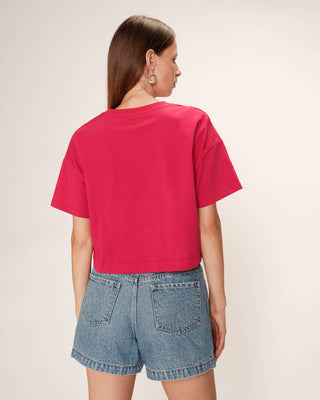 T-shirt court en coton cerise Rodin