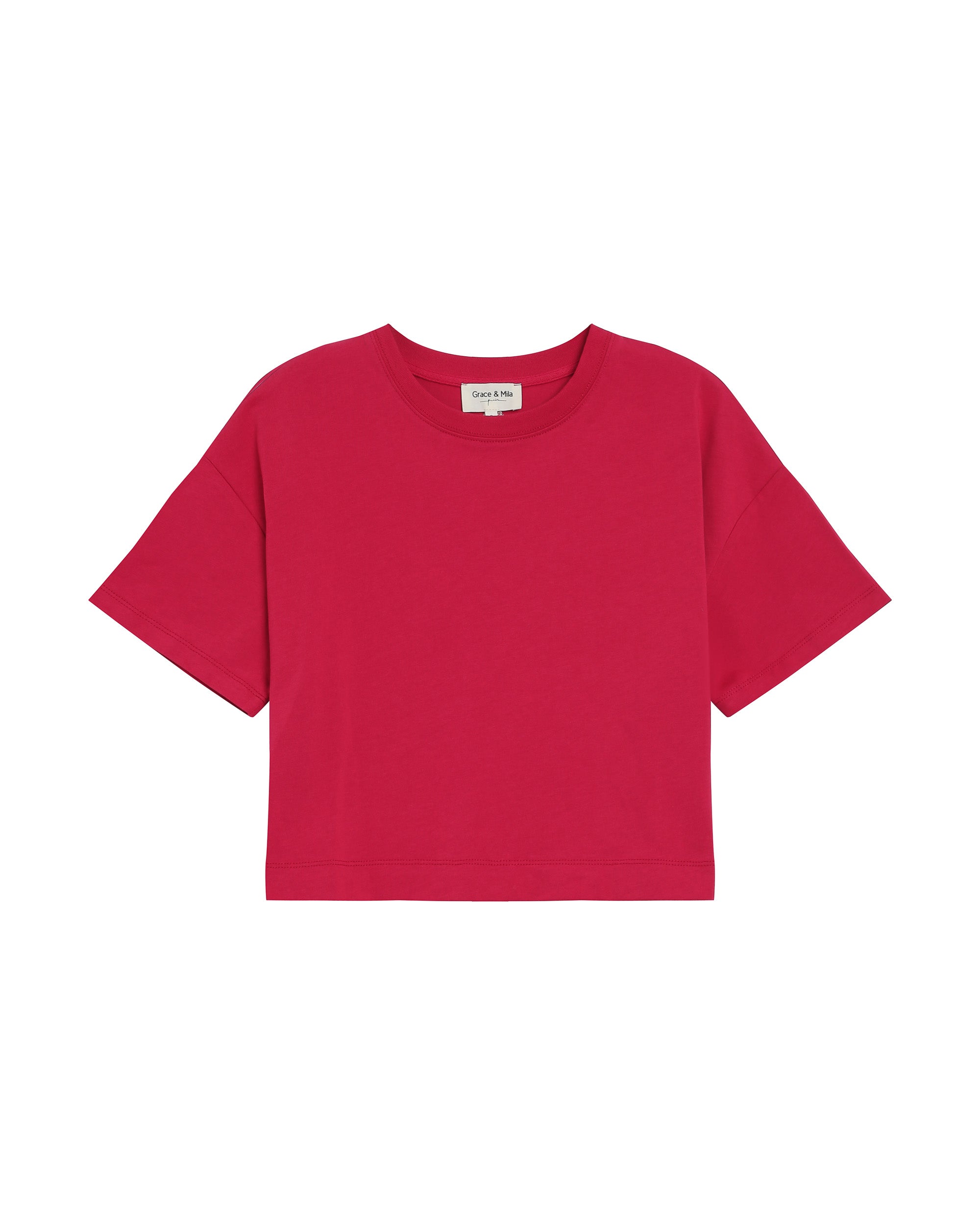 T-shirt court en coton cerise Rodin