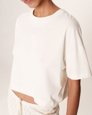 T-shirt court en coton ecru Rodin