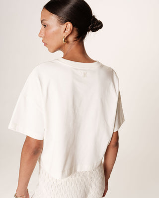 T-shirt court en coton ecru Rodin