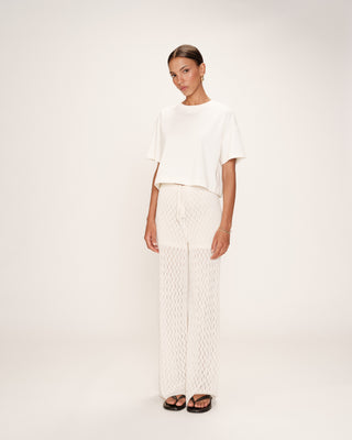 T-shirt court en coton ecru Rodin