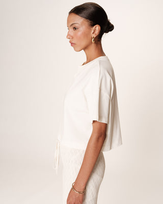 T-shirt court en coton ecru Rodin