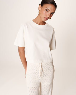 T-shirt court en coton ecru Rodin