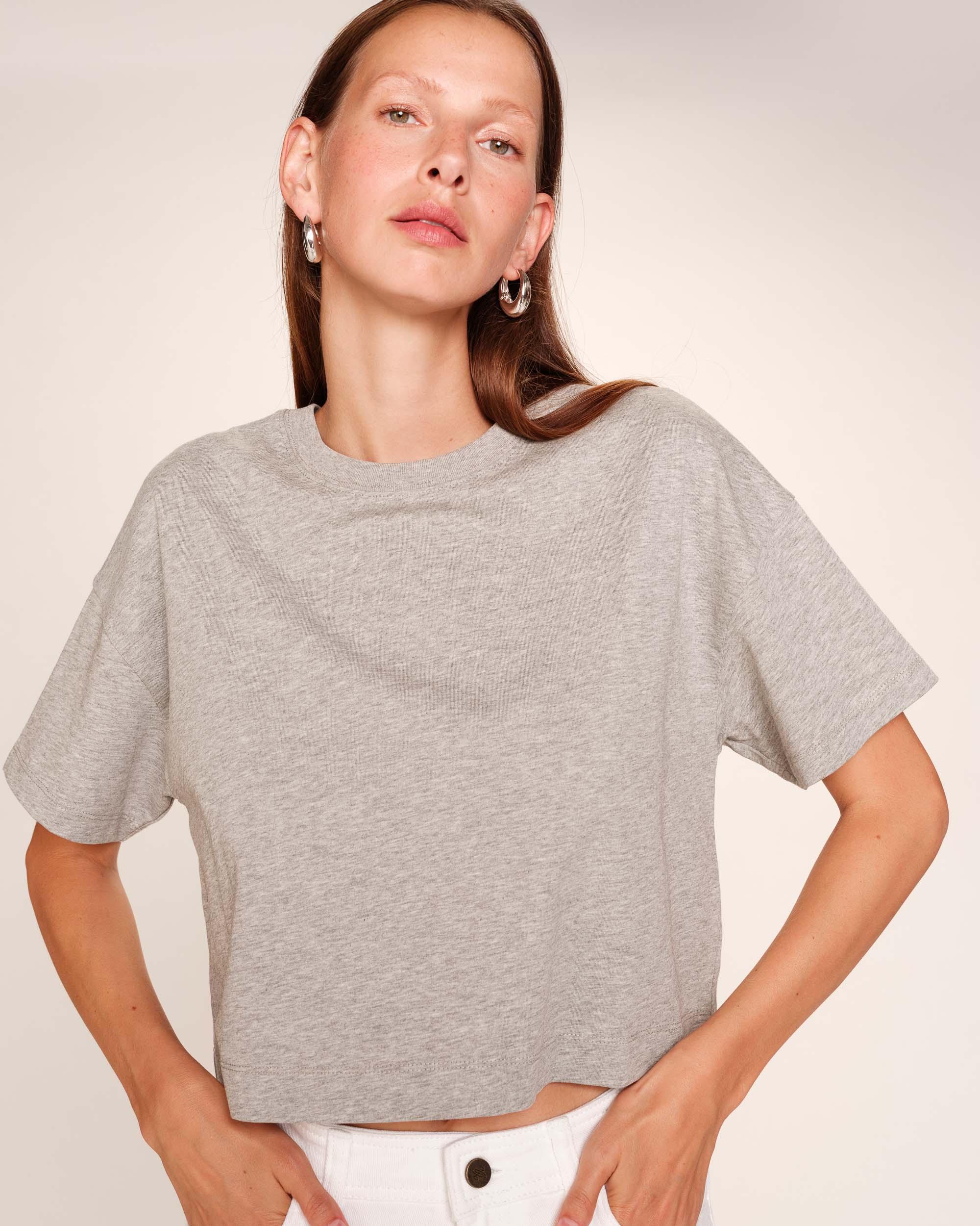 T-shirt court en coton gris Rodin