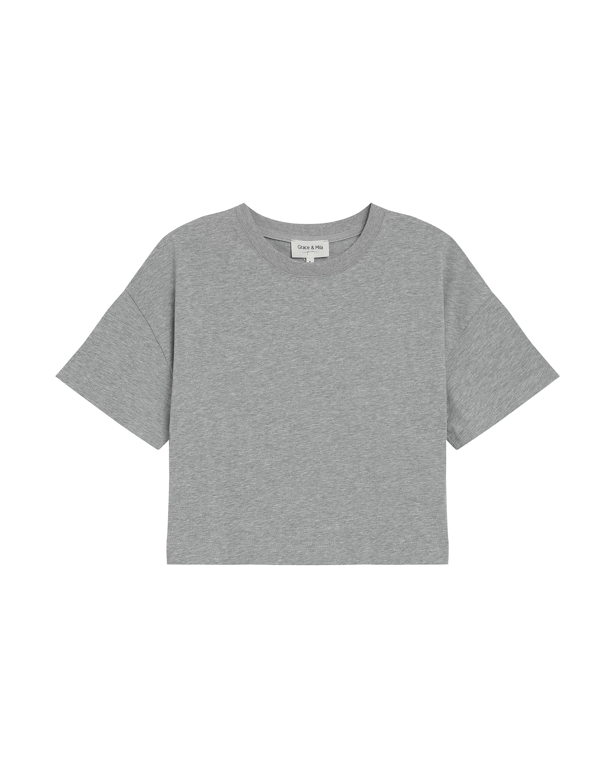 T-shirt court en coton gris Rodin