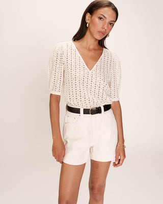 Top en broderie anglaise ecru Romeo