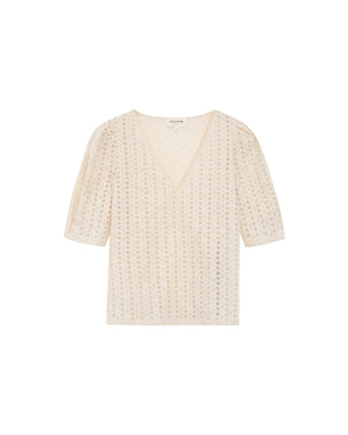 Top en broderie anglaise ecru Romeo