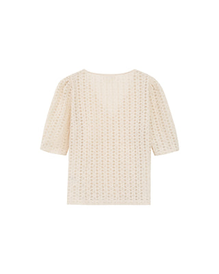 Top en broderie anglaise ecru Romeo