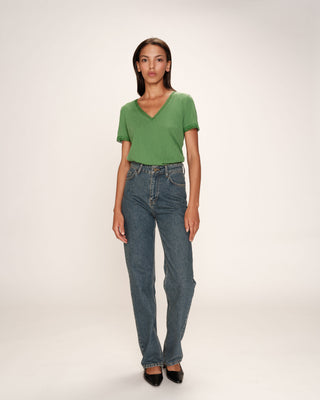 Top col v en dentelle vert Rome