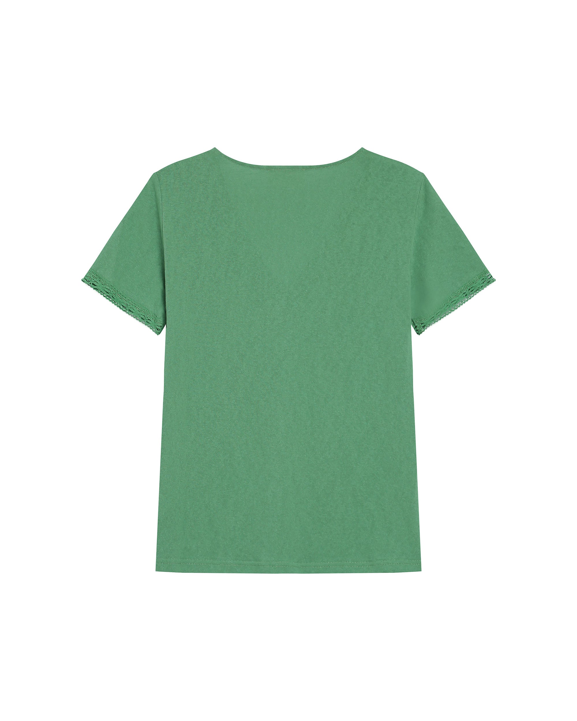 Top col v en dentelle vert Rome