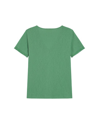 Top col v en dentelle vert Rome