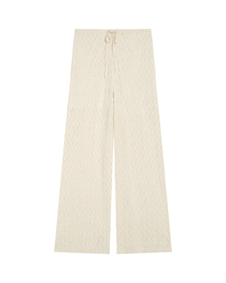 Pantalon en maille ajoure ecru Romy