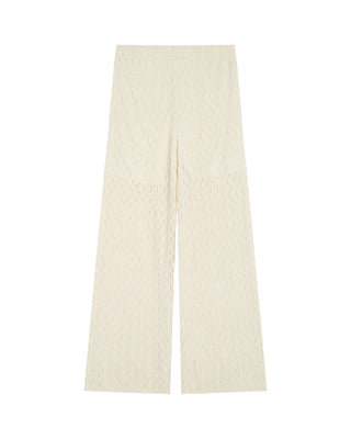 Pantalon en maille ajoure ecru Romy