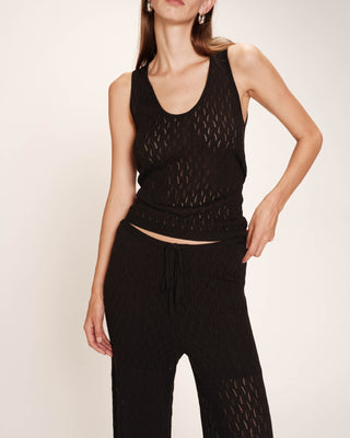 Pantalon en maille ajoure noir Romy
