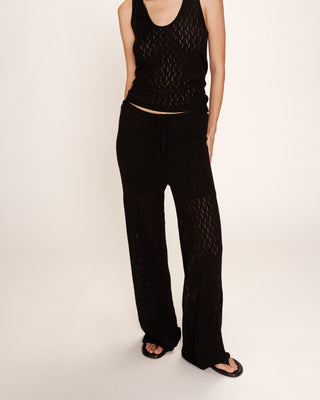 Pantalon en maille ajoure noir Romy