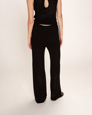 Pantalon en maille ajoure noir Romy