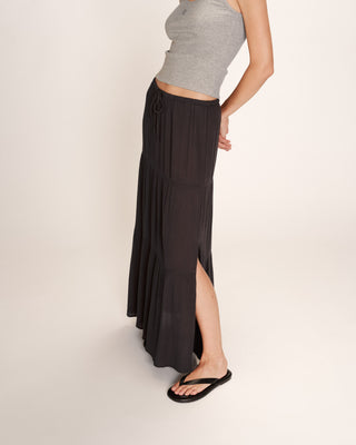 Jupe longue fluide anthracite Ronsard