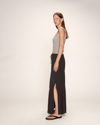 Jupe longue fluide anthracite Ronsard