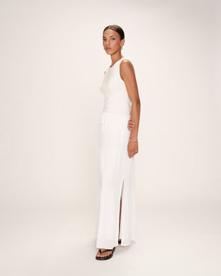 Jupe longue fluide ecru Ronsard