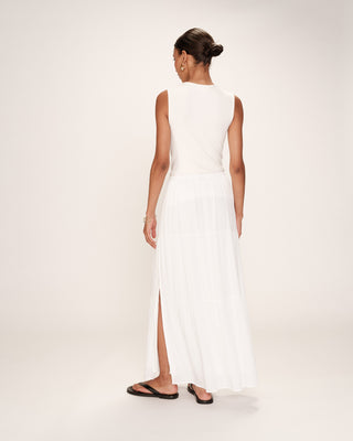 Jupe longue fluide ecru Ronsard