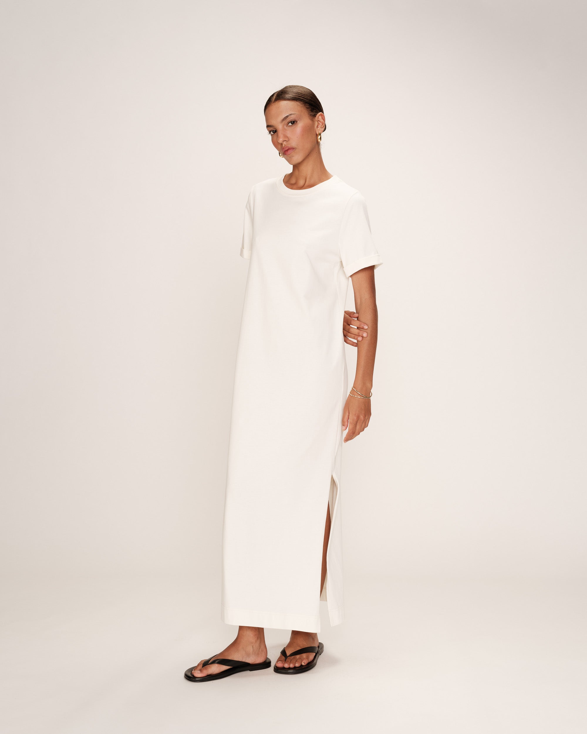 Robe t-shirt longue ecru Rosalie
