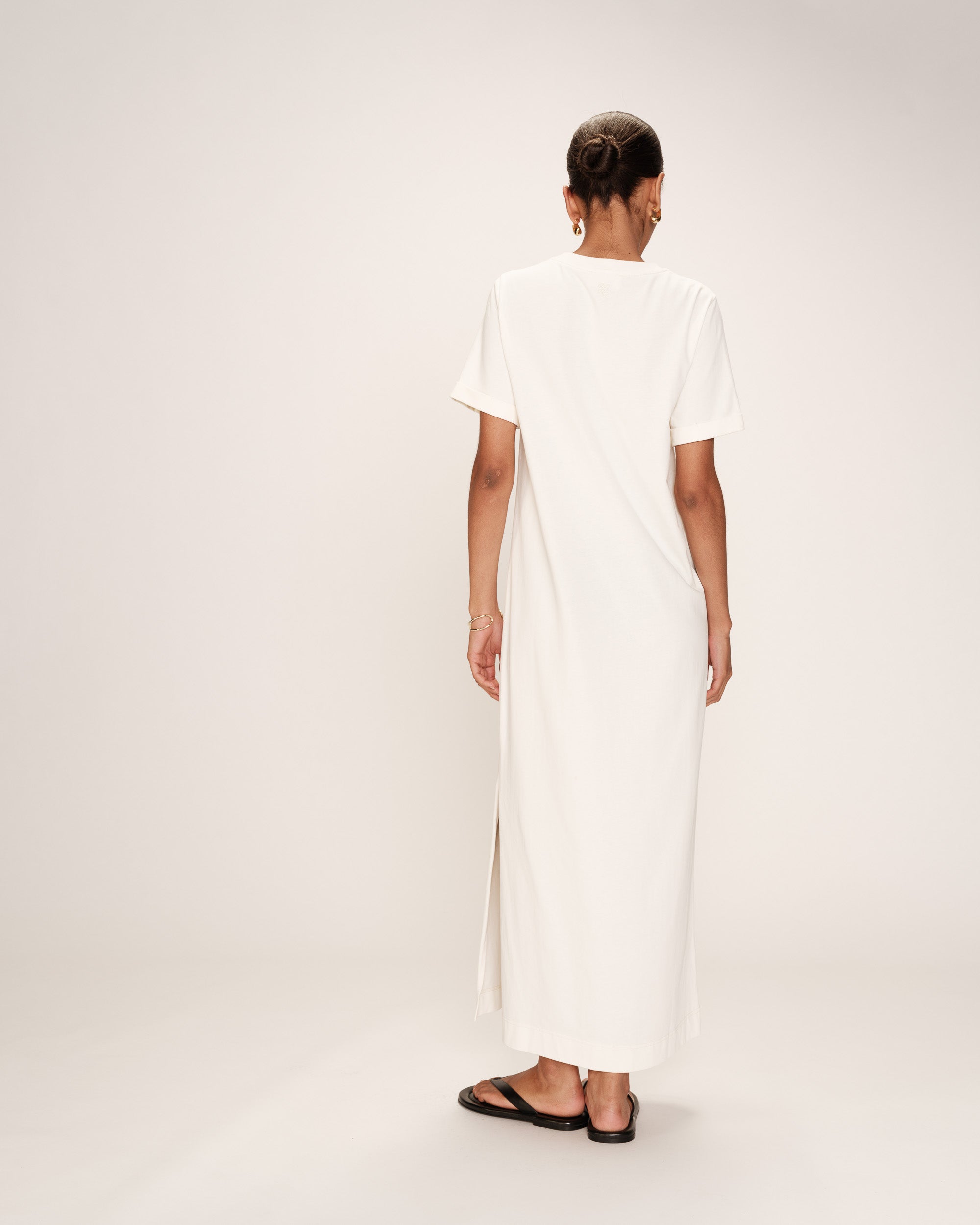 Robe t-shirt longue ecru Rosalie