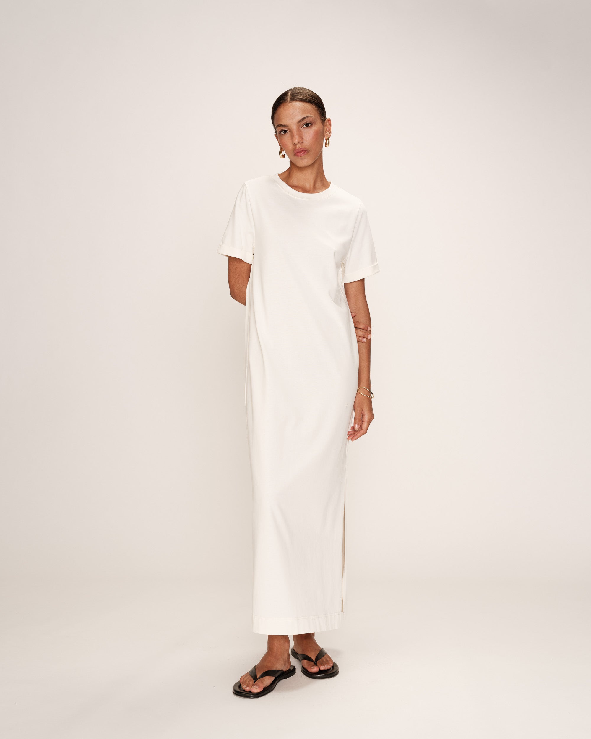 Robe t-shirt longue ecru Rosalie