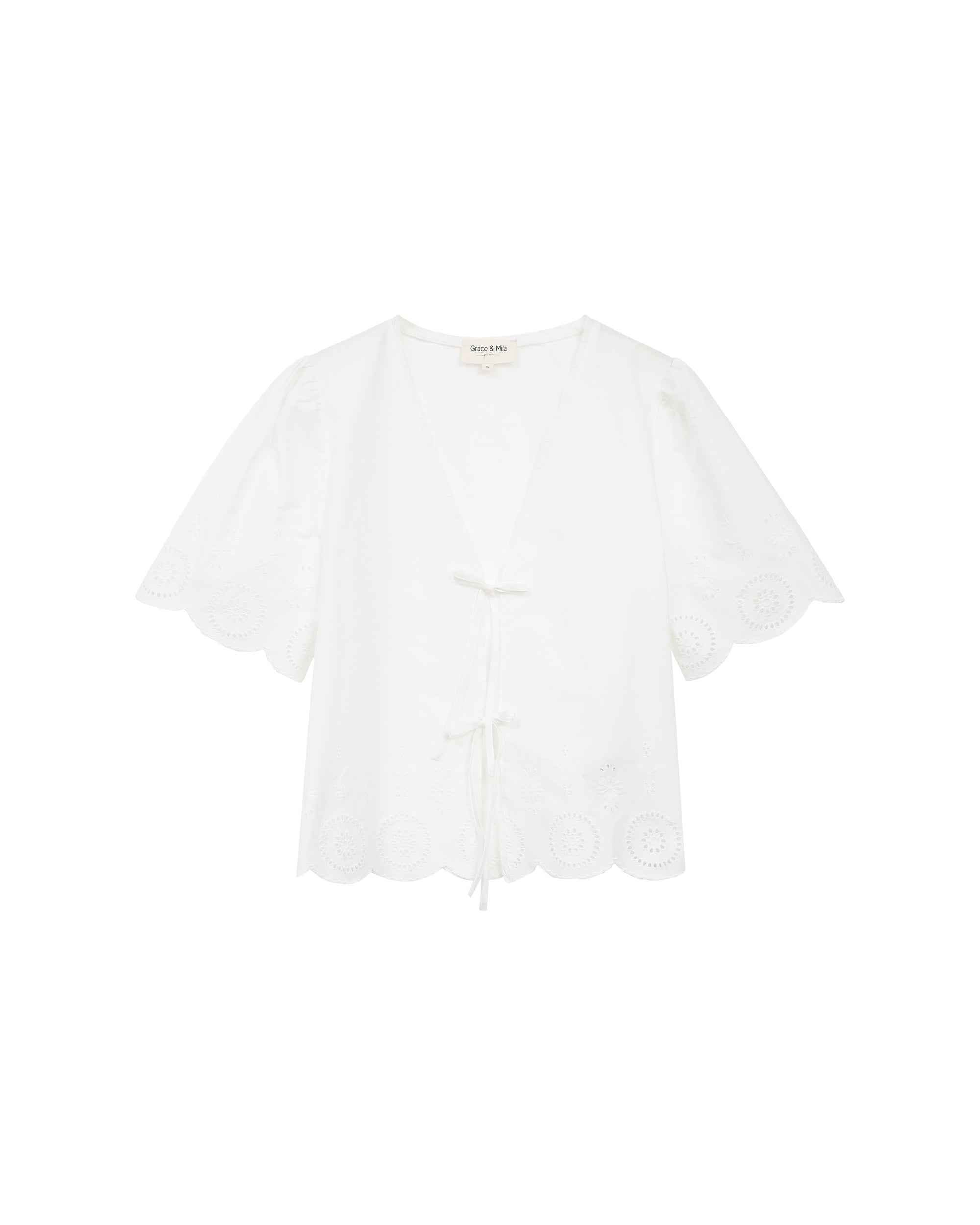 Eyelet embroidered blouse ecru Rosie
