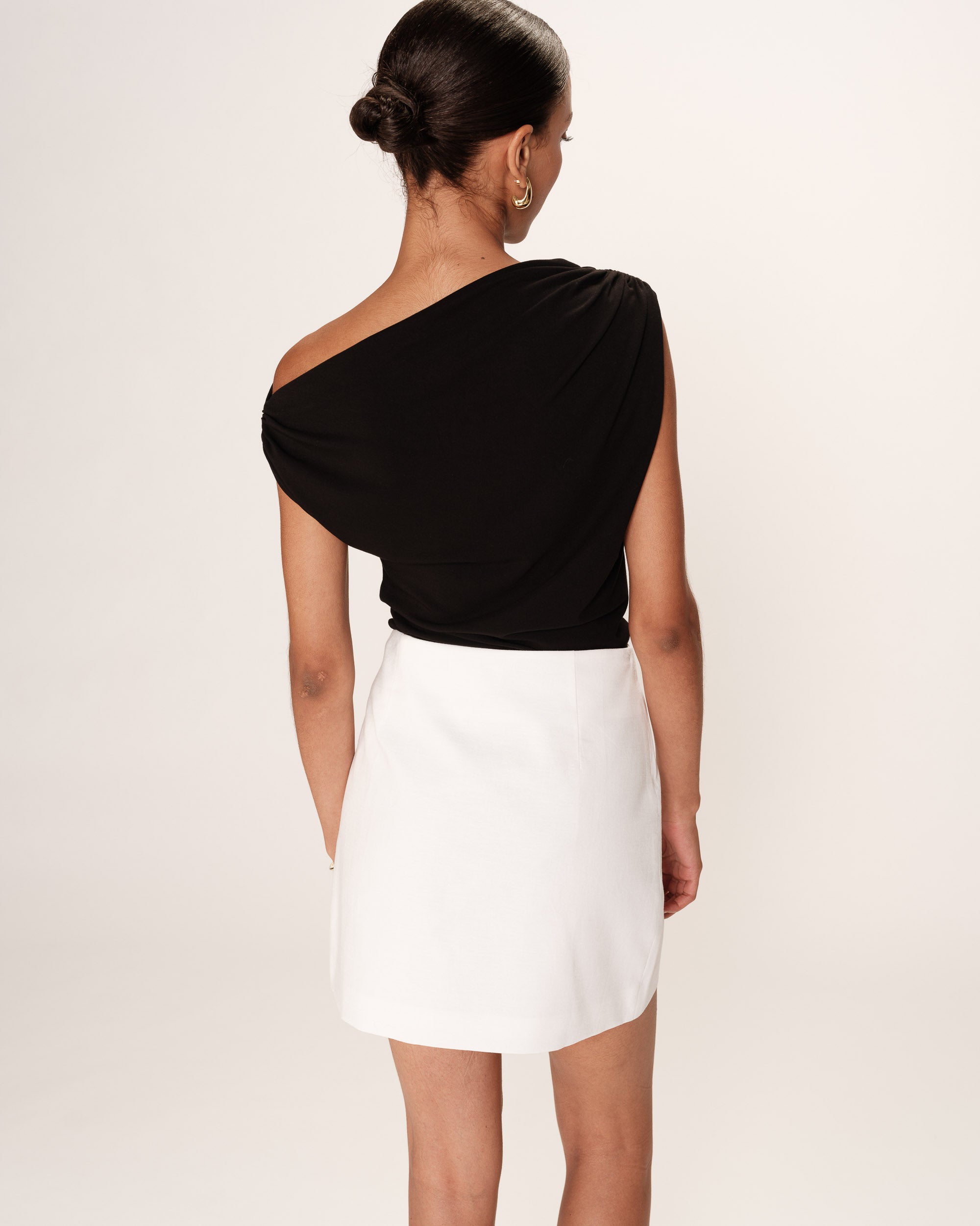 Short linen & cotton skirt ecru Roso_13265