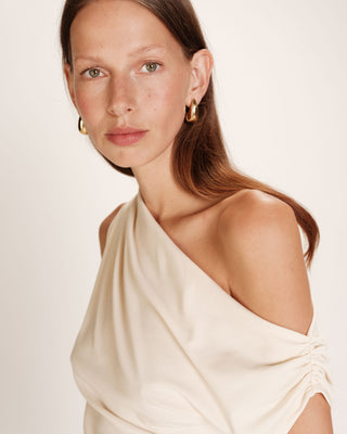 Top asymetrique drape ecru Rotonde