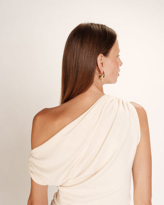 Top asymetrique drape ecru Rotonde