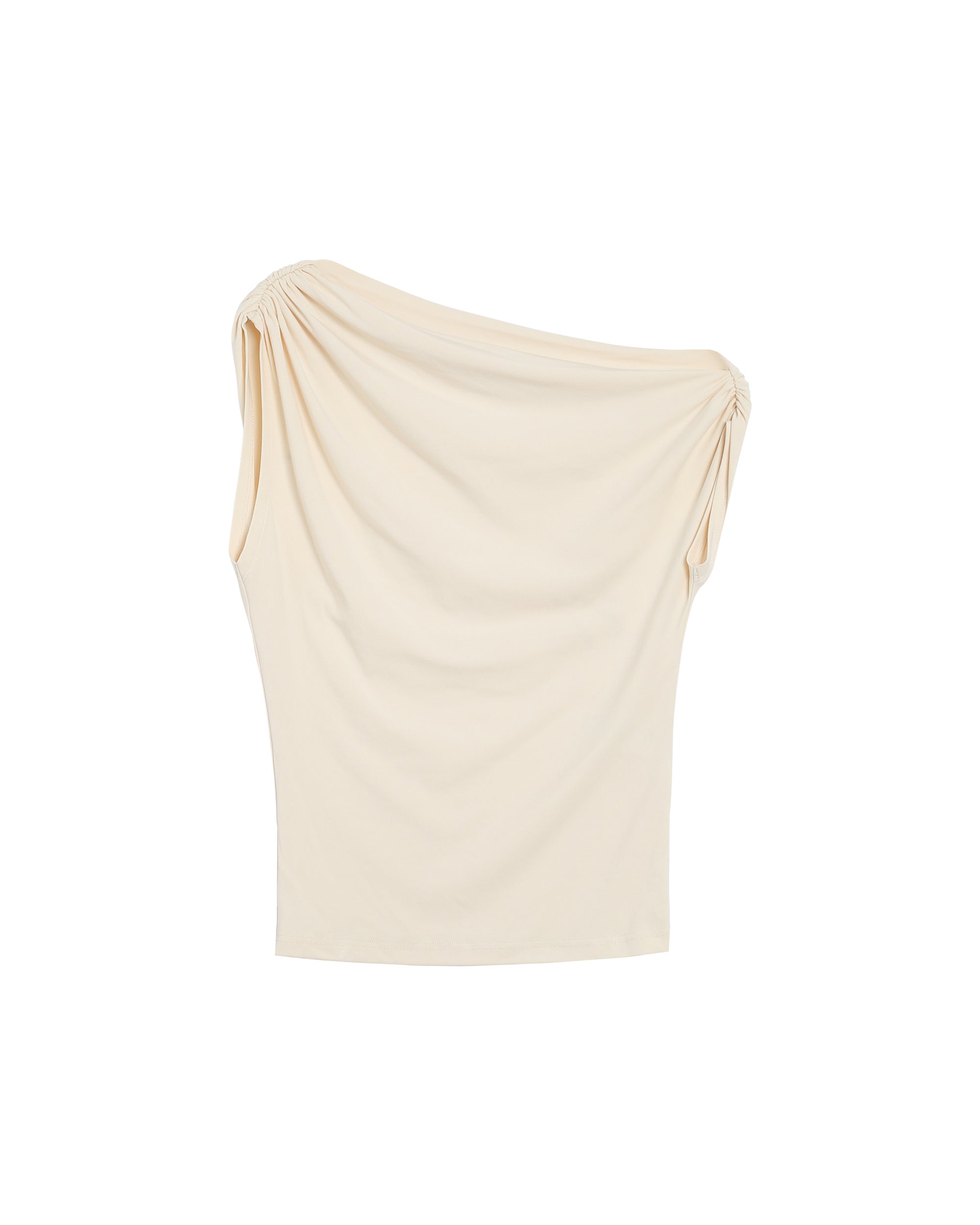 Top asymetrique drape ecru Rotonde
