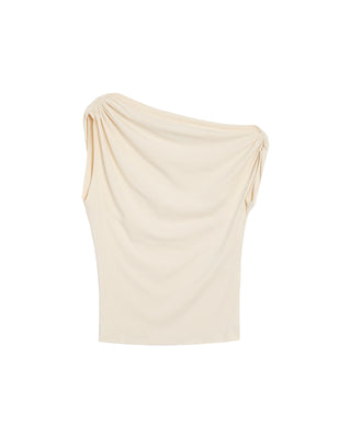 Top asymetrique drape ecru Rotonde
