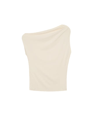 Top asymetrique drape ecru Rotonde