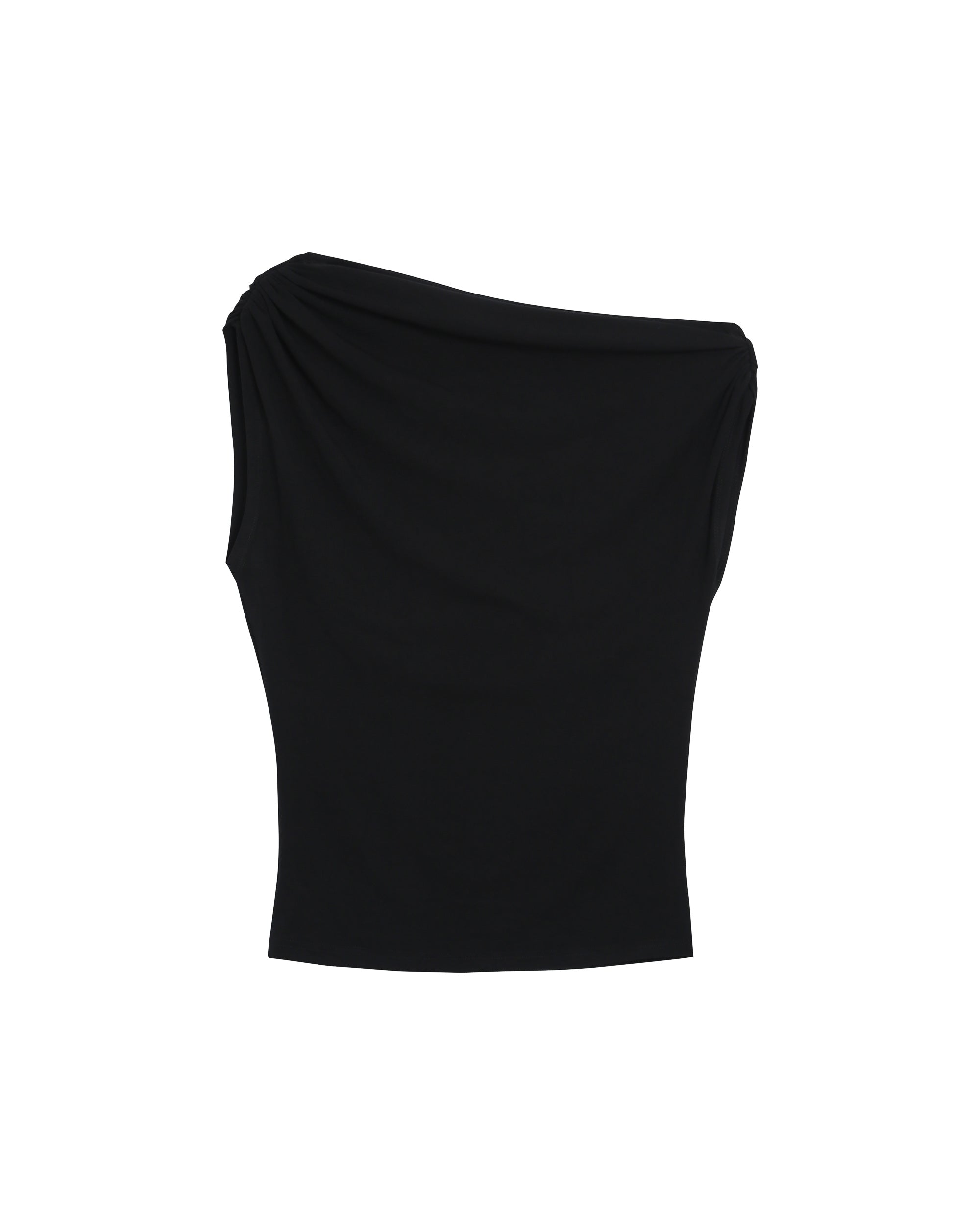 Top asymetrique drape noir Rotonde
