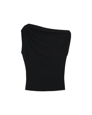 Top asymetrique drape noir Rotonde
