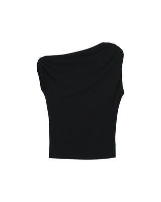 Top asymetrique drape noir Rotonde