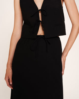 Long linen & cotton skirt black Rousse_13225