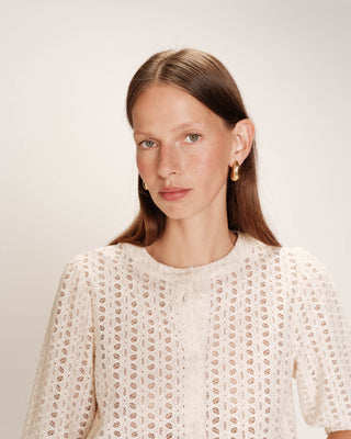 Eyelet embroidered blouse ecru Royale