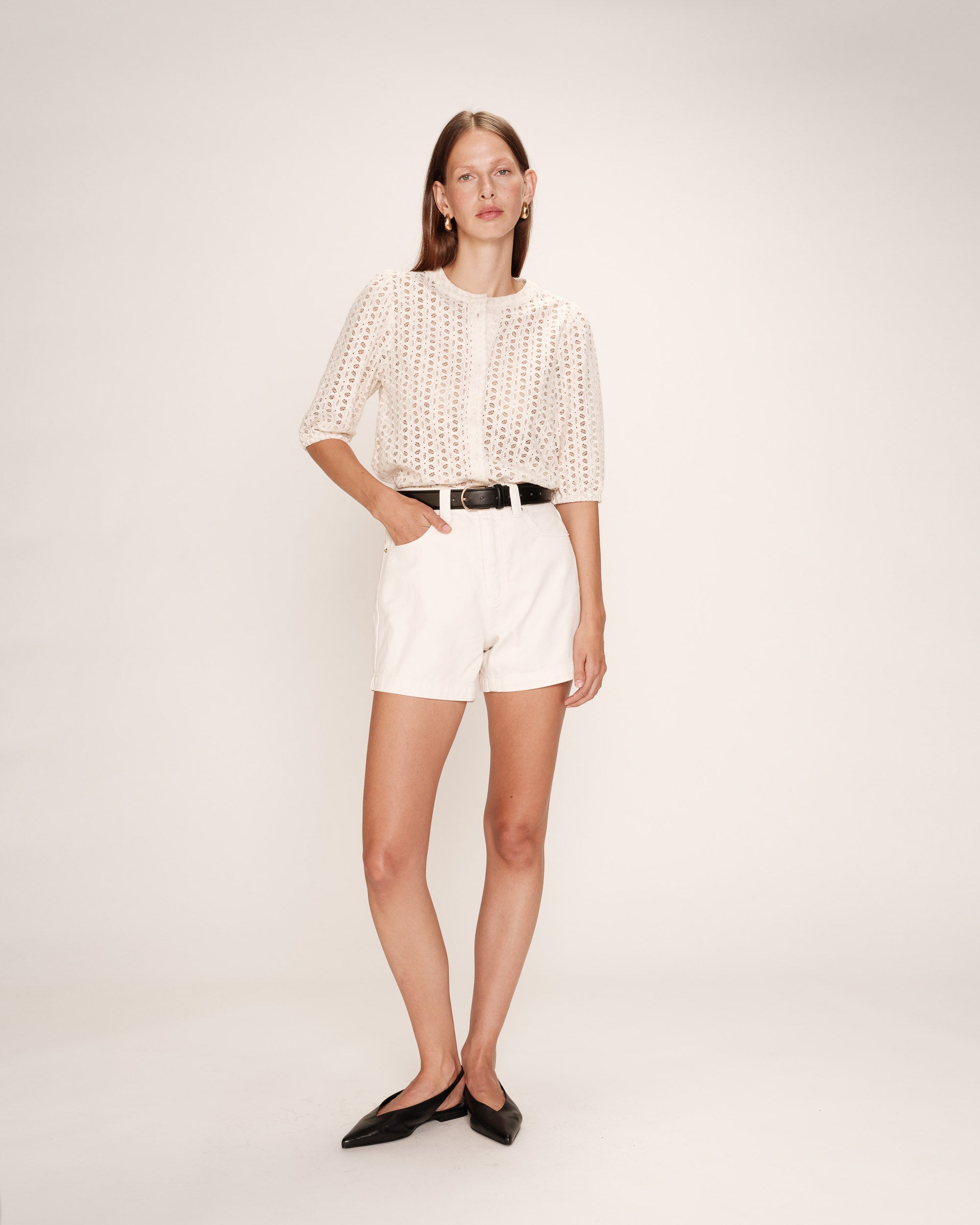 Eyelet embroidered blouse ecru Royale