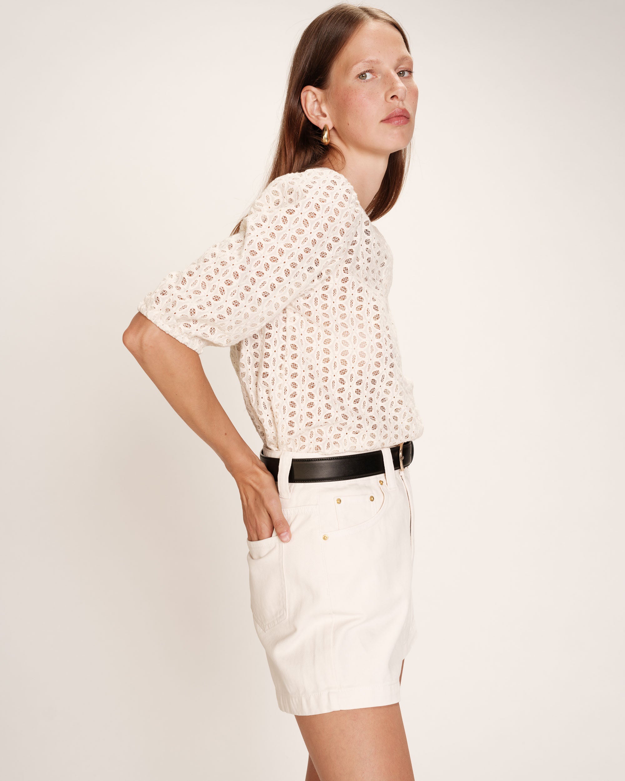 Eyelet embroidered blouse ecru Royale
