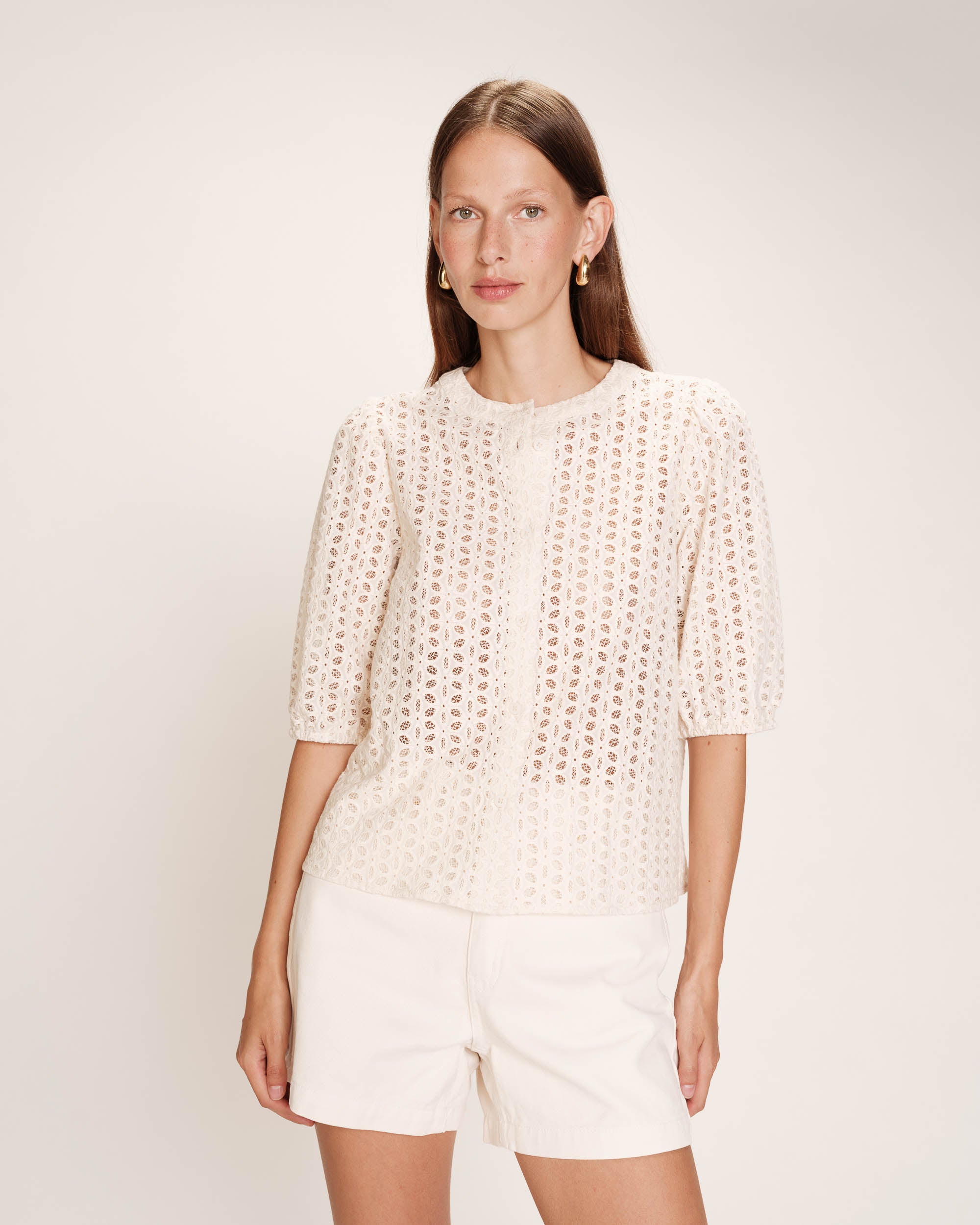 Eyelet embroidered blouse ecru Royale