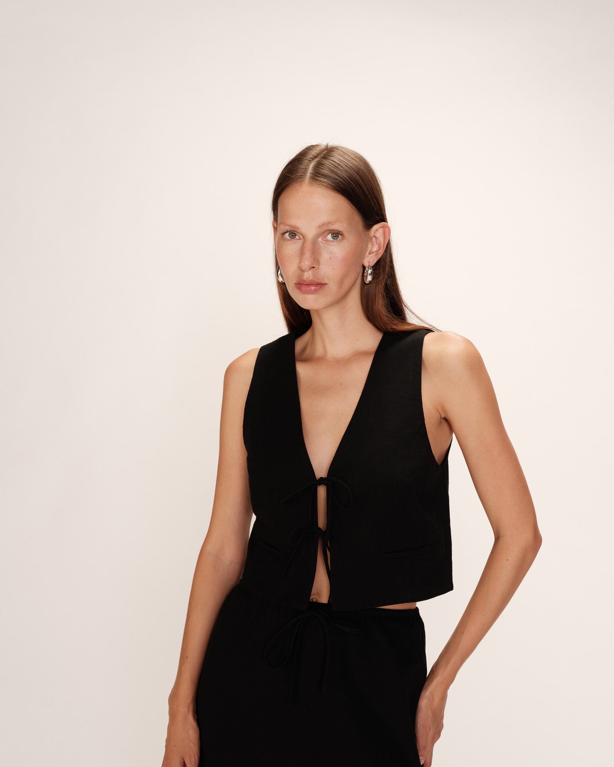Knotted crop top black Rubens