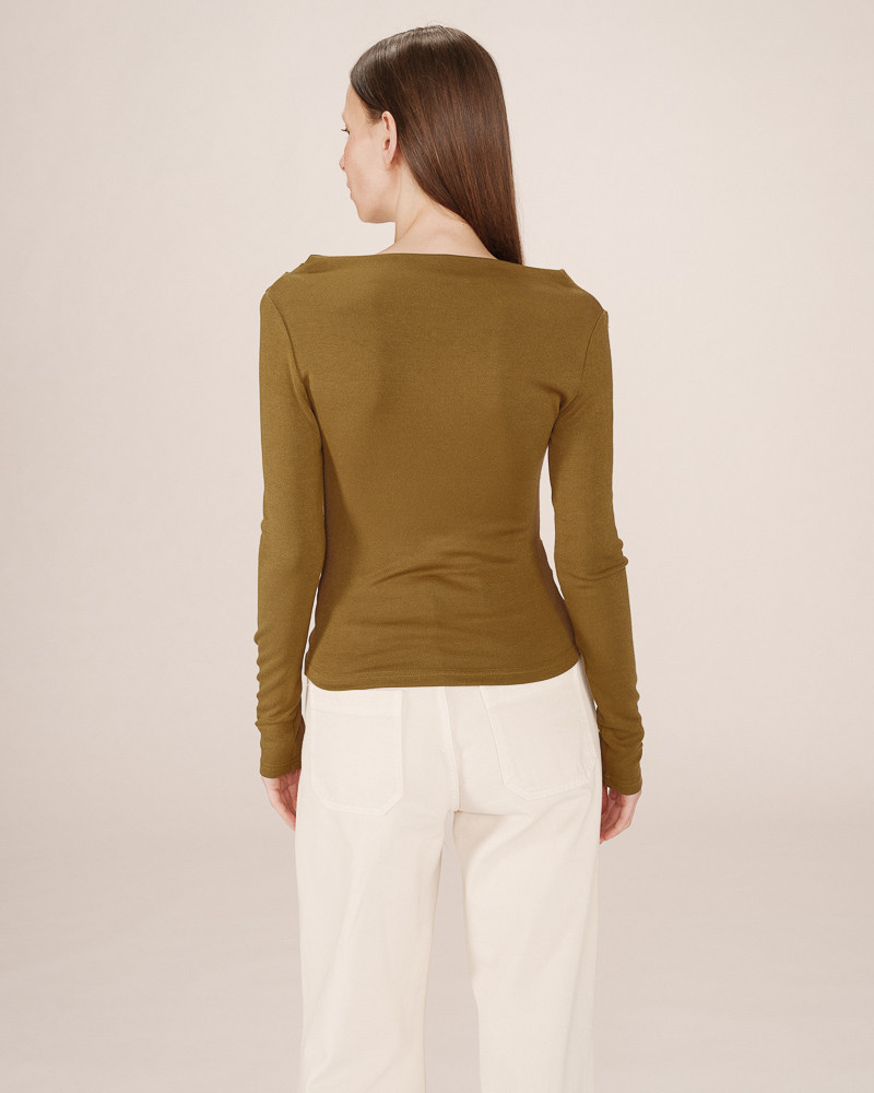 Draped long-sleeved T-shirt