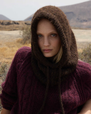 Pasamontañas de mezcla de lana chocolat Samourai