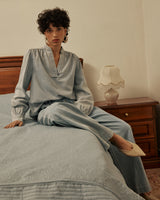 Blouse droite en denim skyblue Valory