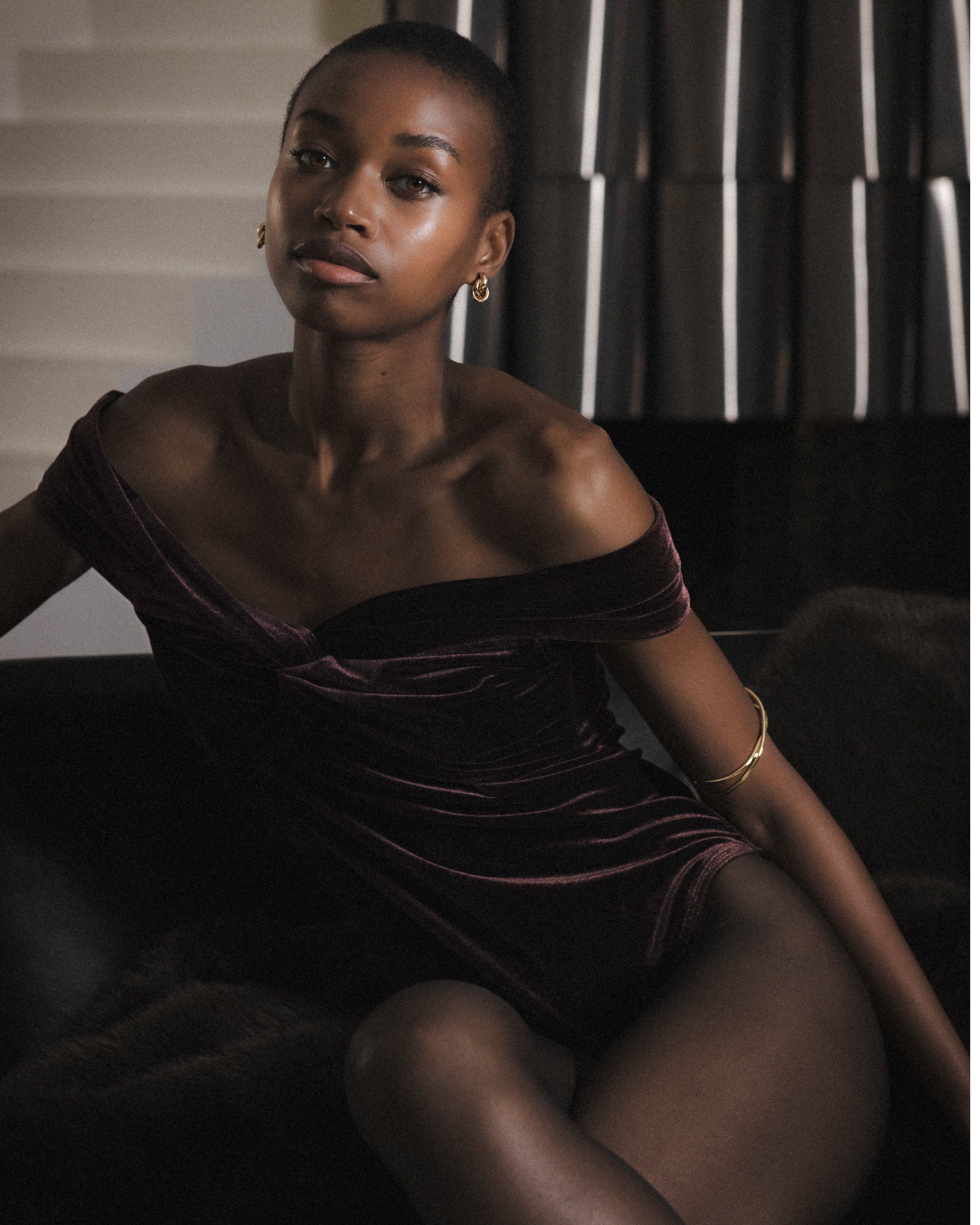 Velvet draped bodysuit – Grace & Mila